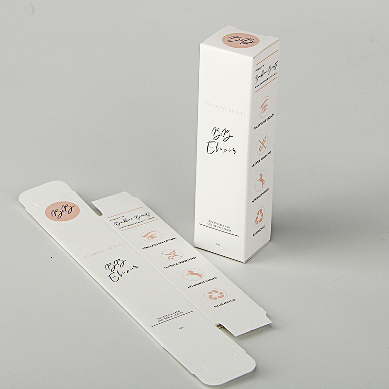 Экологичная индивидуальная коробка для упаковки косметики из бумажной основы с белой текстурой